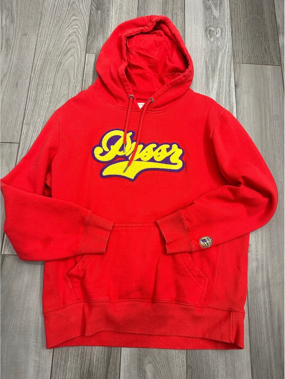 Passer Red Hoodie with Yellow and Purple Logo, Size M - Picture 1 of 4